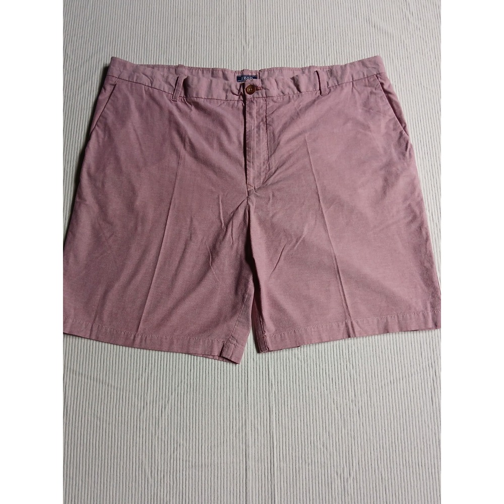 IZOD Saltwater Mens Pink Linen Blend Flat Front Chino Shorts Size 44